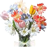 Hoteam 8 Pcs Wildflower Artificial Flowers Fake Flowers 24'' Cosmos Silk Flower 18'' Faux Tulip Long Stem Wildflower Colorful Coreopsis Bouquet for Wedding Floral Arrangements Garden Table Decoration