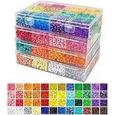Malynme 48 Colors 5000 Pcs Pony Beads, Plastic Bead for Craft Bracelets Making, Hair Bead for Braids, Rainbow Colored Beads for DIY Projects - Boxed