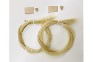 MI&VI Mongolian Horse Hair for Violin, Viola Bows - Unbleached, White 29.5" (2 Hanks, Prepared, Includes Plug and Wedge) (2 Hanks)