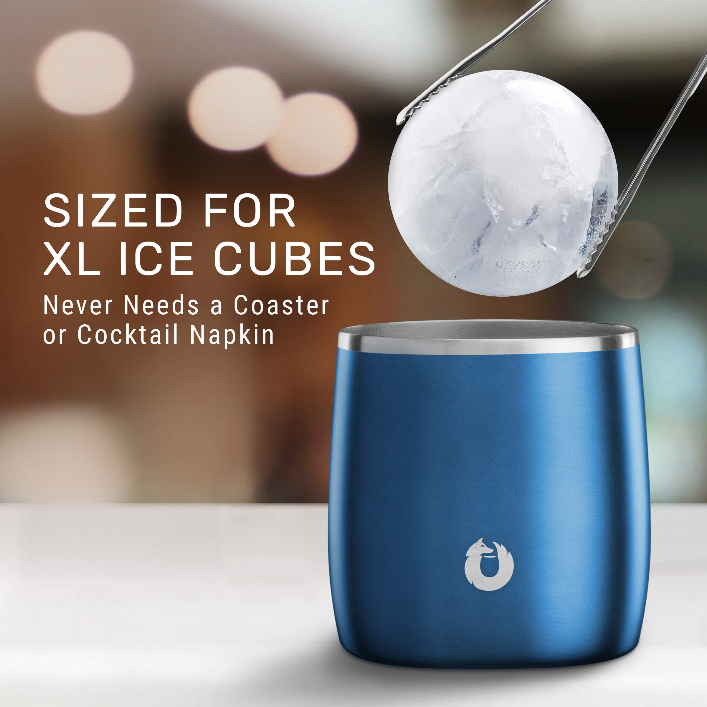 Snowfox Premium Vacuum Insulated Stainless Steel Whiskey Rocks Glass, Set of 2, Old Fashioned, Whiskey, Lowball Glasses, Elegant Home Bartending, Beverages & Cocktails Stay Cold, Black/Gold