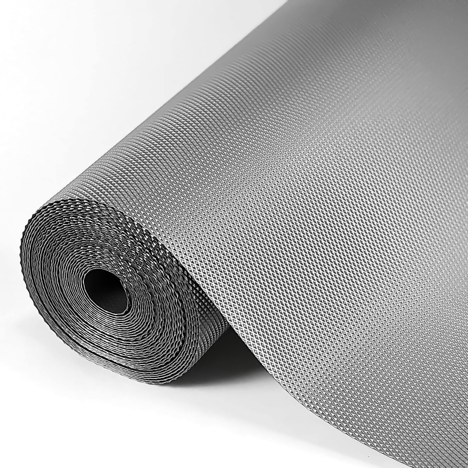Hersvin Drawer Liners Shelf Mats 30cmx300cm Kitchen Cabinet Shelves Non-Adhesive Protective Lining EVA Plastic Oil-proof Non Slip Cupboard Shelving Protector (Silver Gray Diamond)