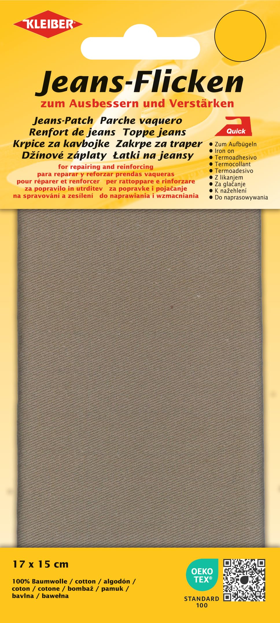 Kleiber 17 x 15 cm Denim Jeans Repair Patch, Beige