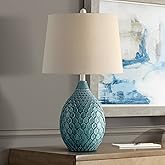 360 Lighting Kate Coastal Vase-Shaped Table Lamp 24.75" High Sea Foam Blue Green Ceramic Oatmeal Tapered Drum Shade for Cotta
