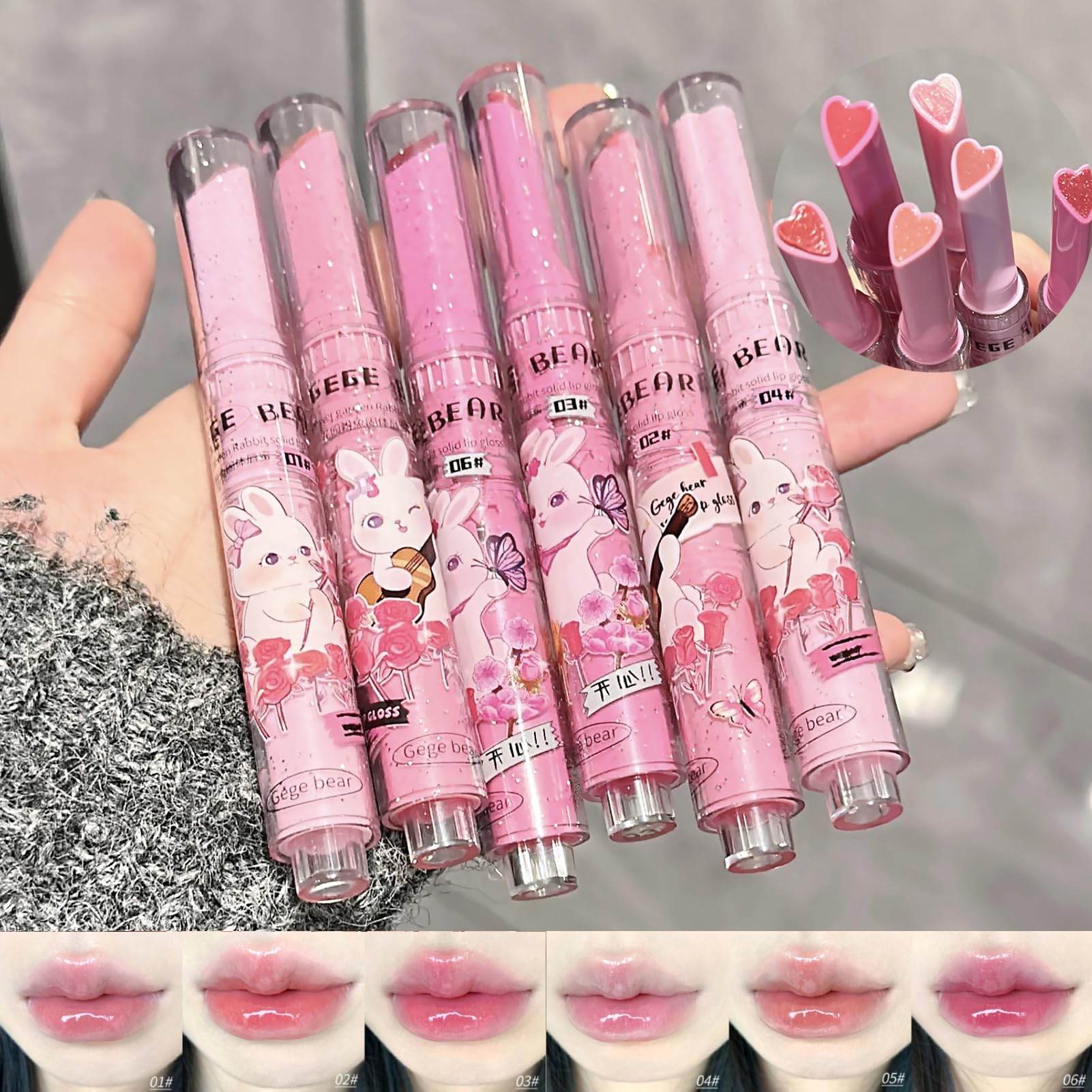 KTouler 6 Colors Cute Jelly Lipstick Set, Shine Hydrating Lip Gloss, Moisturizing Tinted Lip Balm, Smooth Nourishing Lip Care Lip Tint with Gift Box