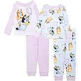 Bluey unisex-child 4-Piece Snug-fit Cotton Pajama Set, Soft & Cute for Kids, BALLOON FUN, 2T