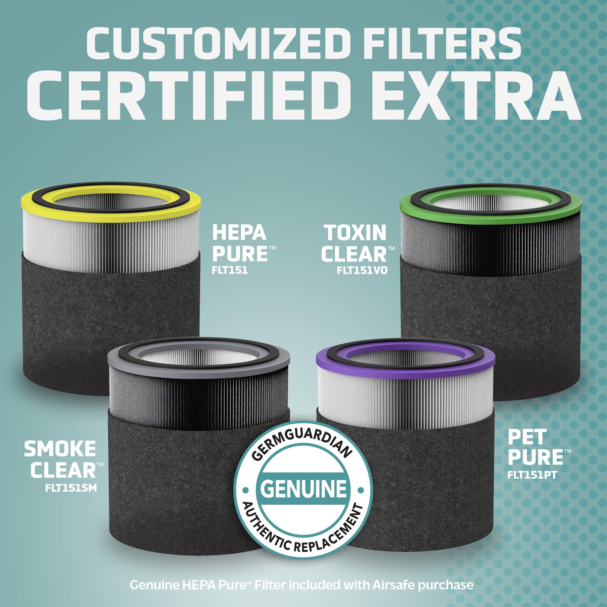 GermGuardian Filter V Toxin Clear HEPA Original Air Purifier Replacement Filter, Removes 99.97% of Pollutants, Common VOCs and Household Toxins, for AirSafe Series and AC151, Black/Grey, FLT151VO