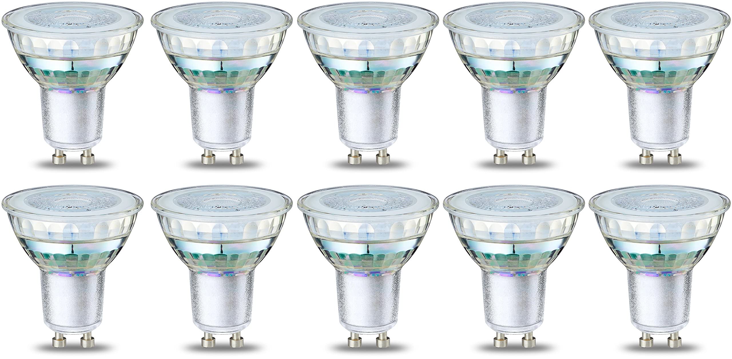 Amazon Basics LED GU10 Spotlight Bulb, 4W (equivalent to 50W), Clear Filament, Warm White, Non Dimmable - Pack of 10