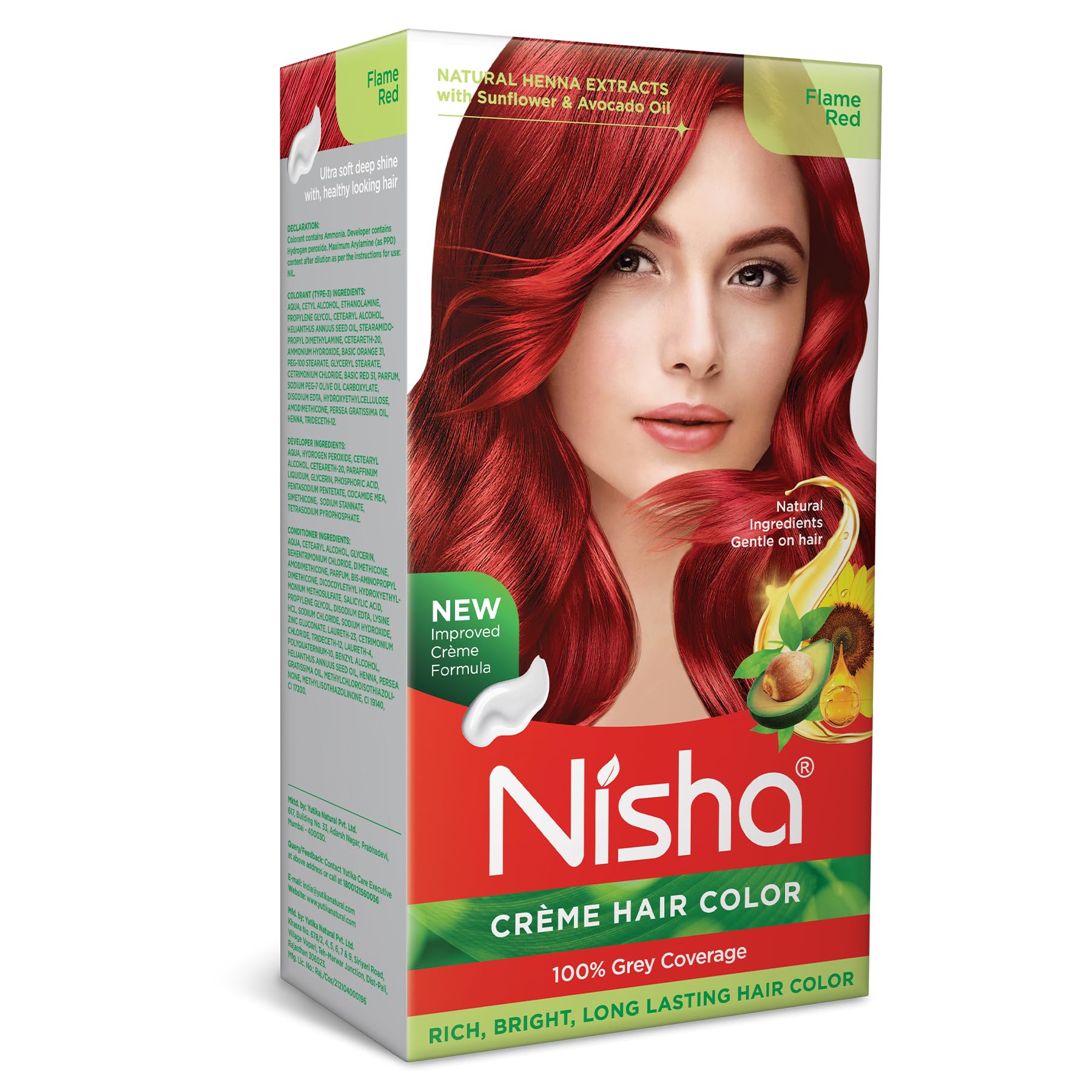 Nisha Cream Hair Color (150 ml/each) Flame Red (Pack of 1)