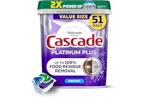 Cascade Platinum Plus Dishwasher Pods, Dishwasher Detergent, Dish Detergent Soap, Fresh, 51 Count