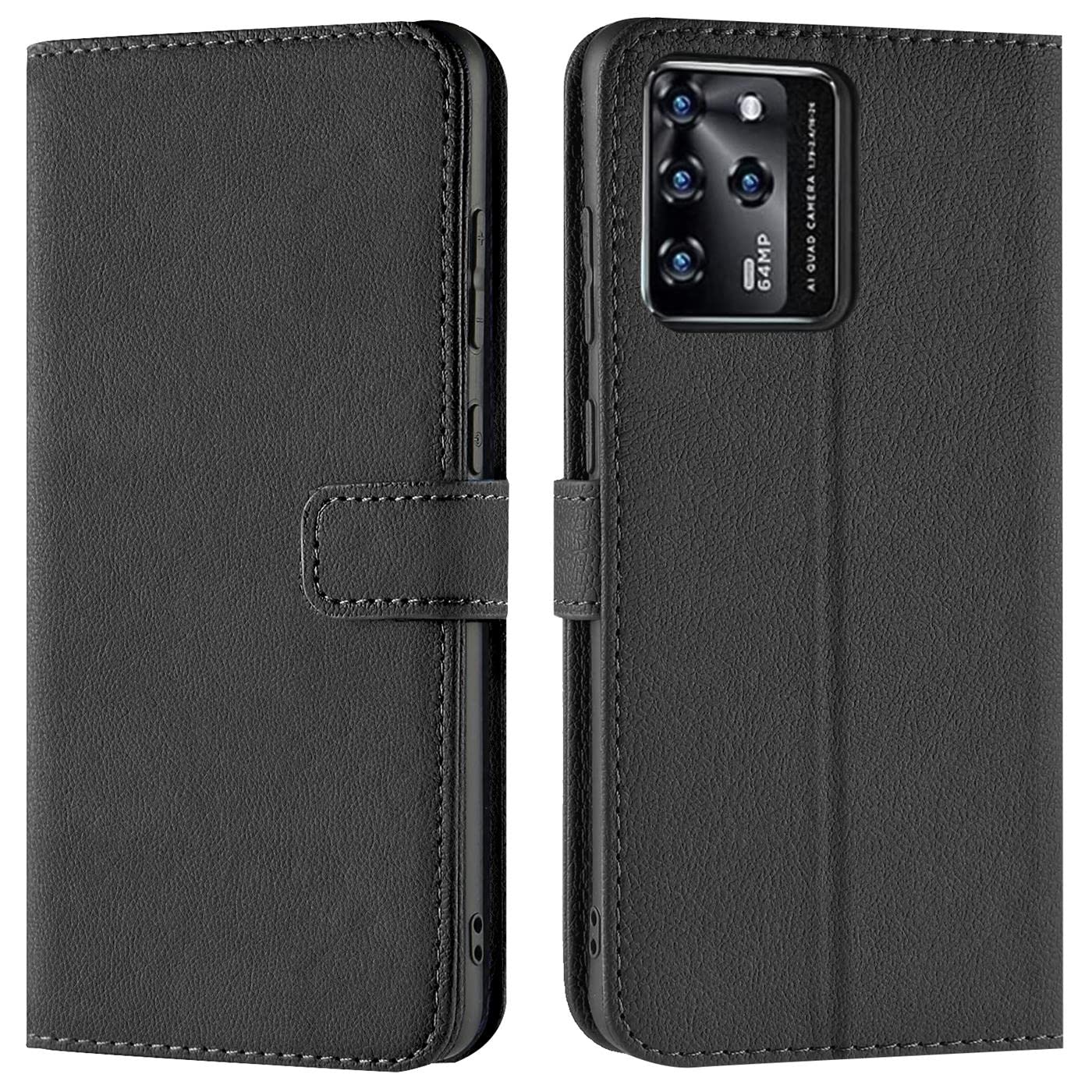 Verco Wallet Case for ZTE Blade V30 Book Cover with Magnetic Closure compatible with ZTE Blade V30 Flip Case with Card Slots Faux Leather - Black