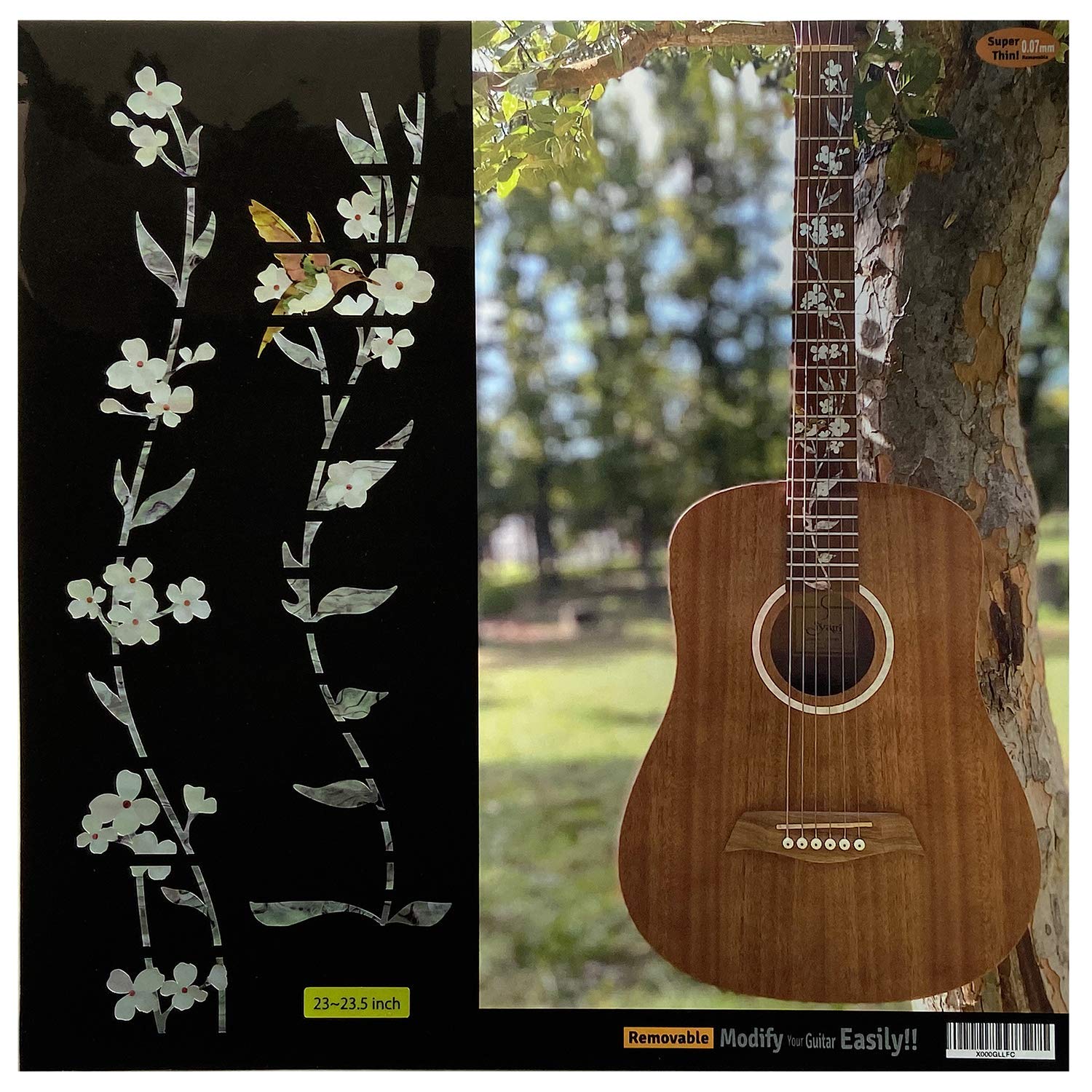 Inlaystickers Tree Of Life w/Hummingbird - Fret Markers for 23inch (Travel) Guitars FT-055TL-HM-23