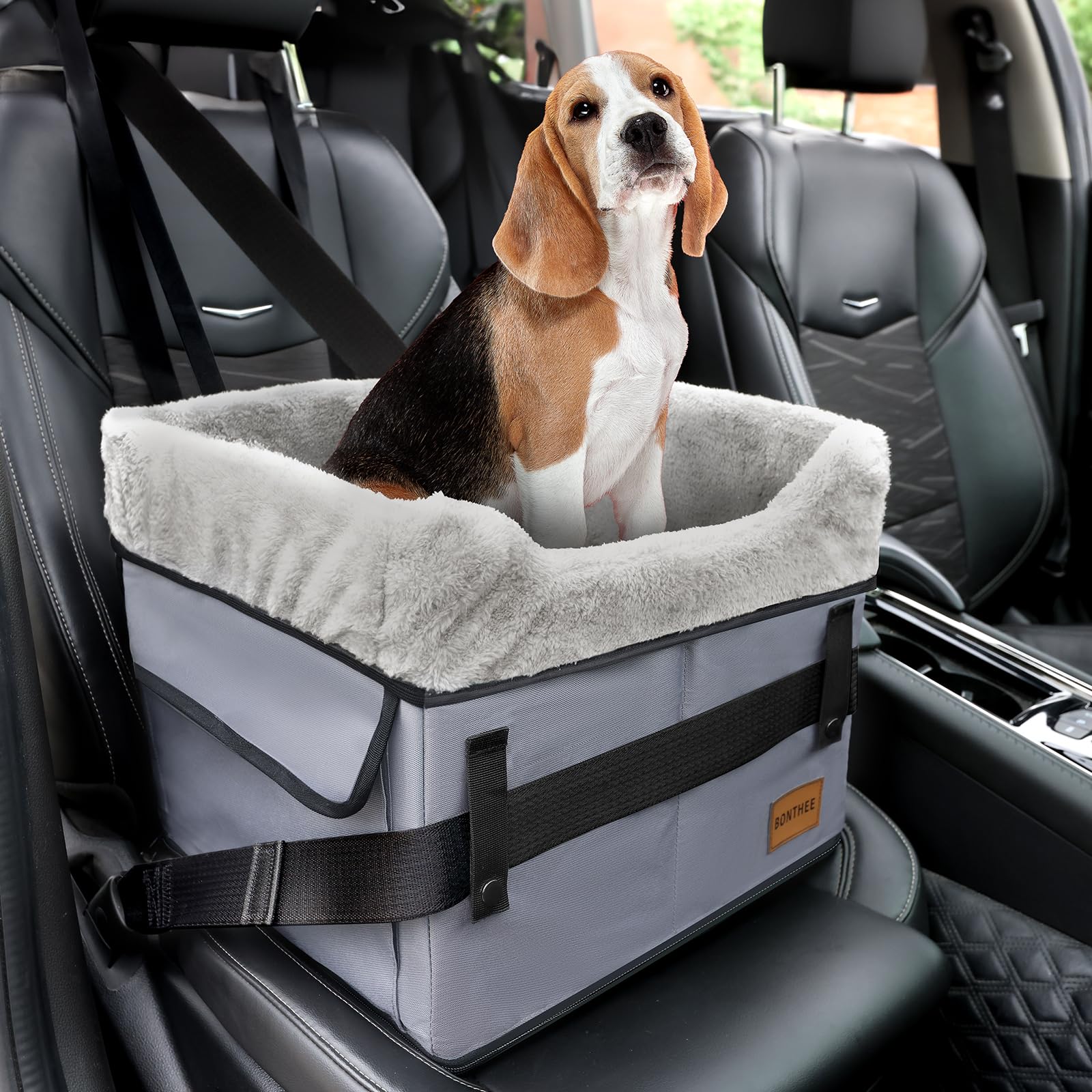 Photo 1 of Dog Car Seat for Small Dogs Portable Dog Booster Car Seat for Front and Back Seats with Clip-On Safety Leash Adjustable Straps Puppy Car Seat Washable Perfect for Pets Up to 30lbs(Grey)