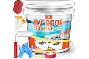 RV Roof Coating, 4L White RV Roof Sealant, Rust Inhibition & UV-Resistant for Repairing and Refurbishing EPDM, TPO, Fiberglass & Aluminum Camper, Travel Trailers Skylights, Vents, Flat Roofs