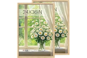 KissNow 24x36 Poster Frame 2 Pack, Natural Oak Wood, Wall Gallery Picture Frame