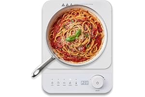 Elite Gourmet EIND57W SlimStore™ Induction Cooktop, Touch Controls, Ultra Thin 2" Profile, 10 Power Levels, Temps 140°F to 46