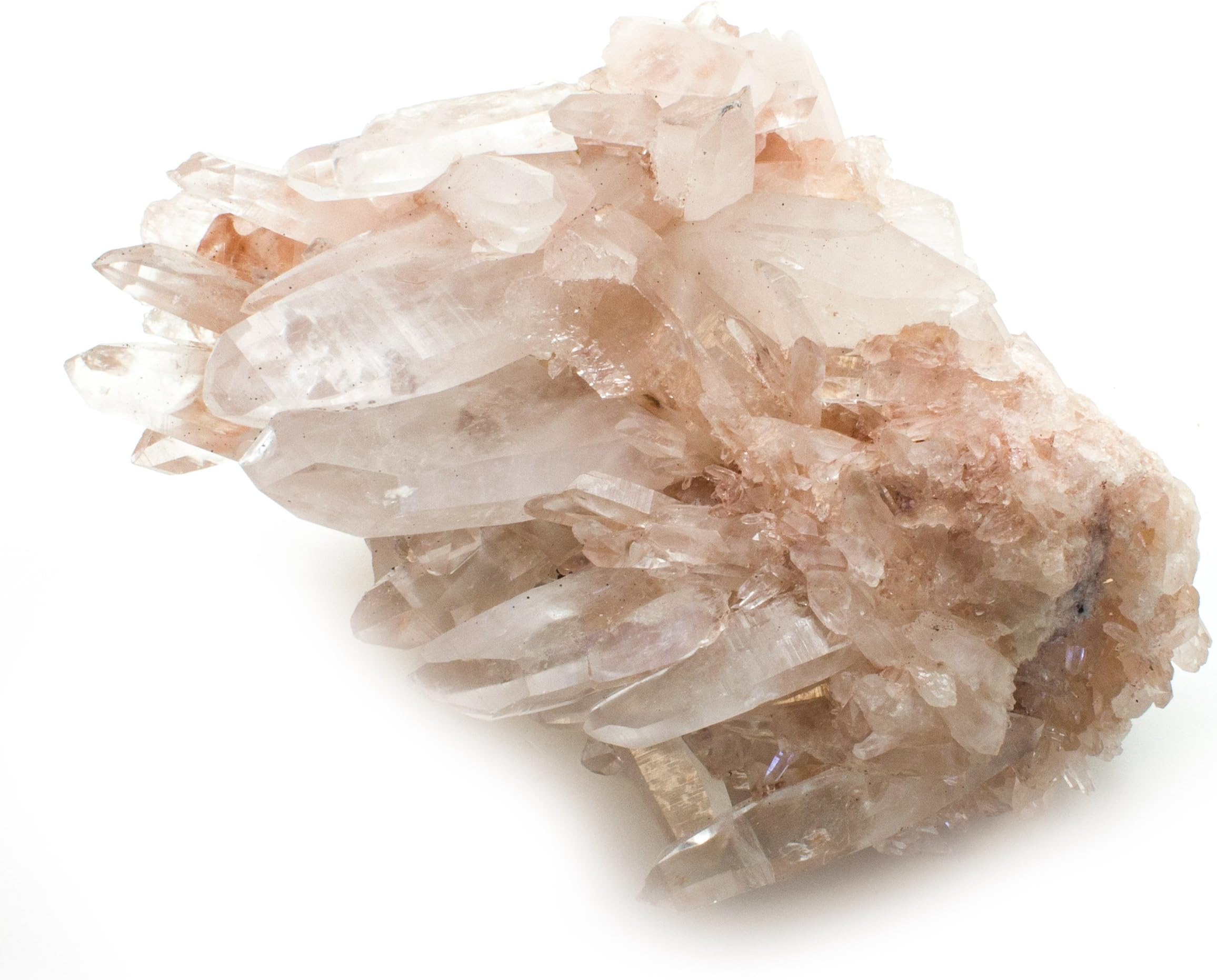 Pink Himalayan Samadhi Etched Chisel Quartz Cluster with Cross