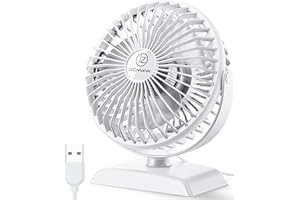 JZCreater USB Desk Fan, USB Fan Mini, 360 Rotation Desktop Fan with 3 Speed, Table Personal Cooling Fan, Quiet Mini Desk Fan, USB Powered, Small Fan for Home Office Bedroom Car Travel, SKY Blue