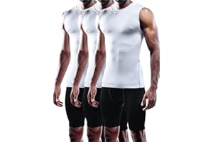 NELEUS Men's 3 Pack Dry Fit Compression Tank Top