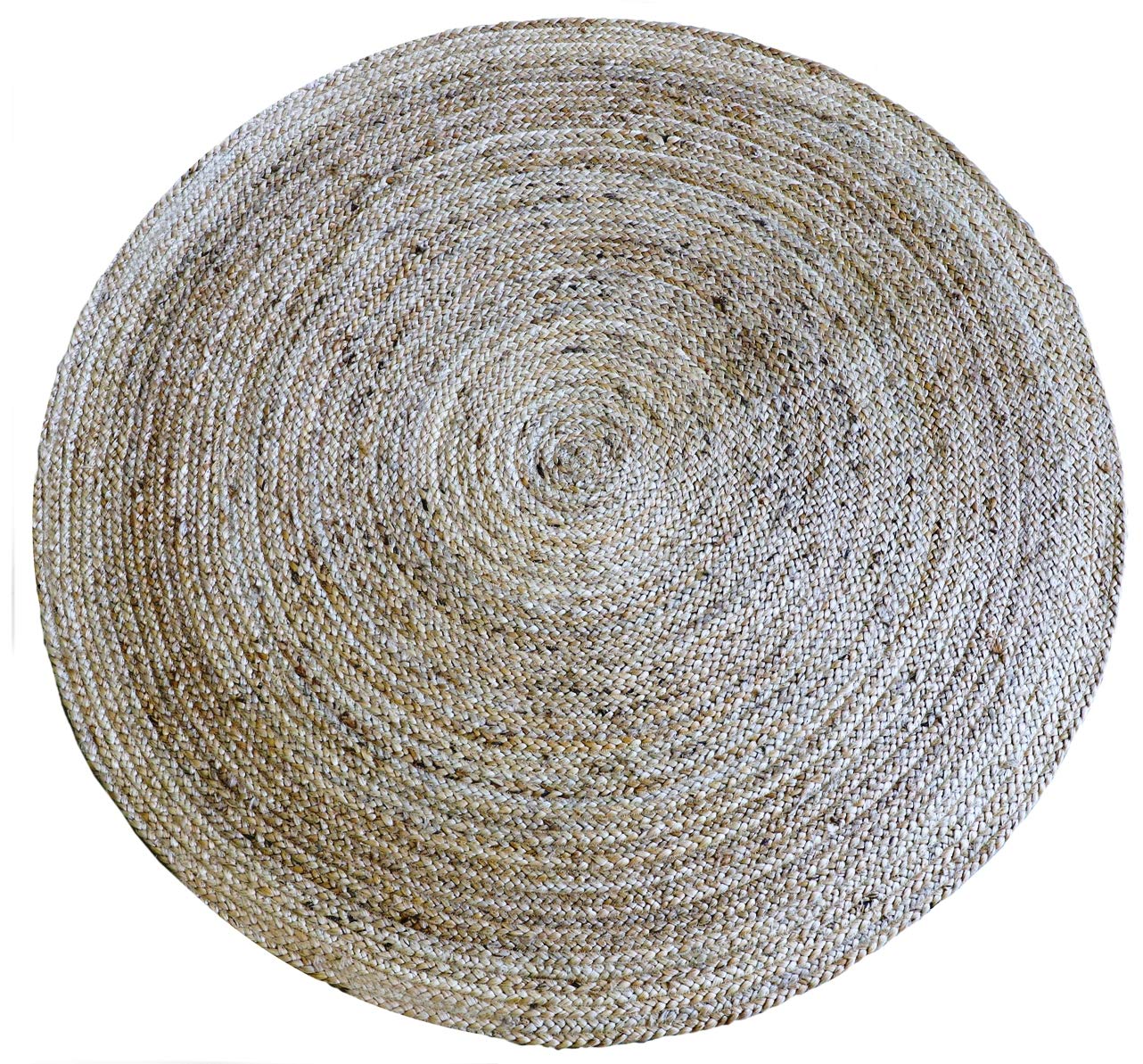 Mod and Main Jute Area Rug, Natural Yarn, Rustic Vintage Braided Reversible Rug, Eco Friendly (4 Feet, Round)