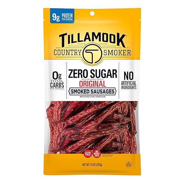 TILLAMOOK COUNTRY SMOKER KETO FRIENDLY ZERO SUGAR SMOKED SAUSAGES, ORIGINAL, 10 OUNCE