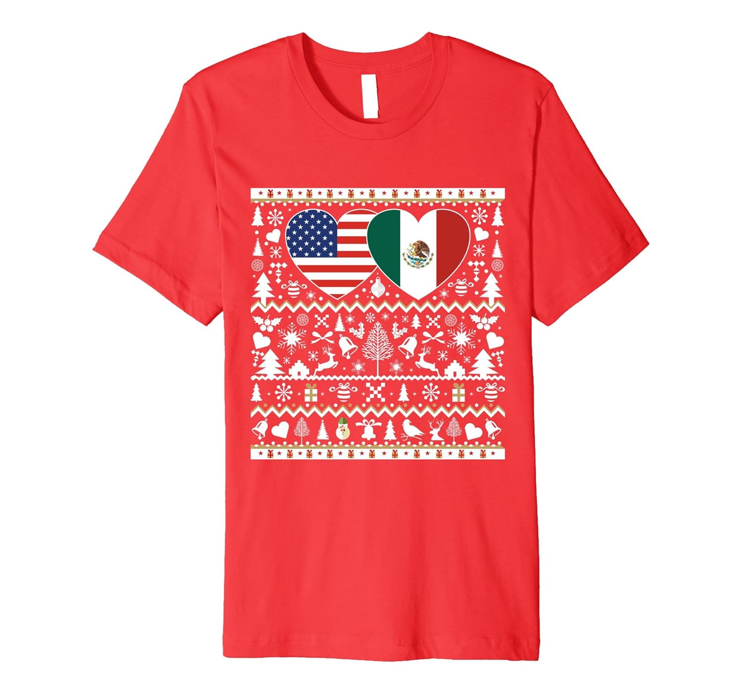 MEXICO USA Flag Christmas T Shirt for Mexican Americans-ANZ