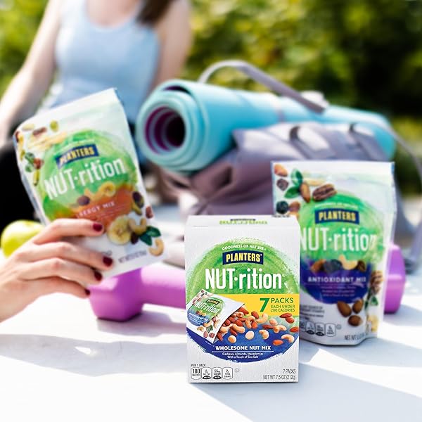 PLANTERS NUT-RITION WHOLESOME NUT MIX, 7.5 OZ BOX (CONTAINS 7 INDIVIDUAL POUCHES) – CASHEWS, ALMONDS AND MACADAMIAS SNACK MIX – NO ARTIFICIAL FLAVORS, NO ARTIFICIAL COLORS, NO PRESERVATIVES – KOSHER