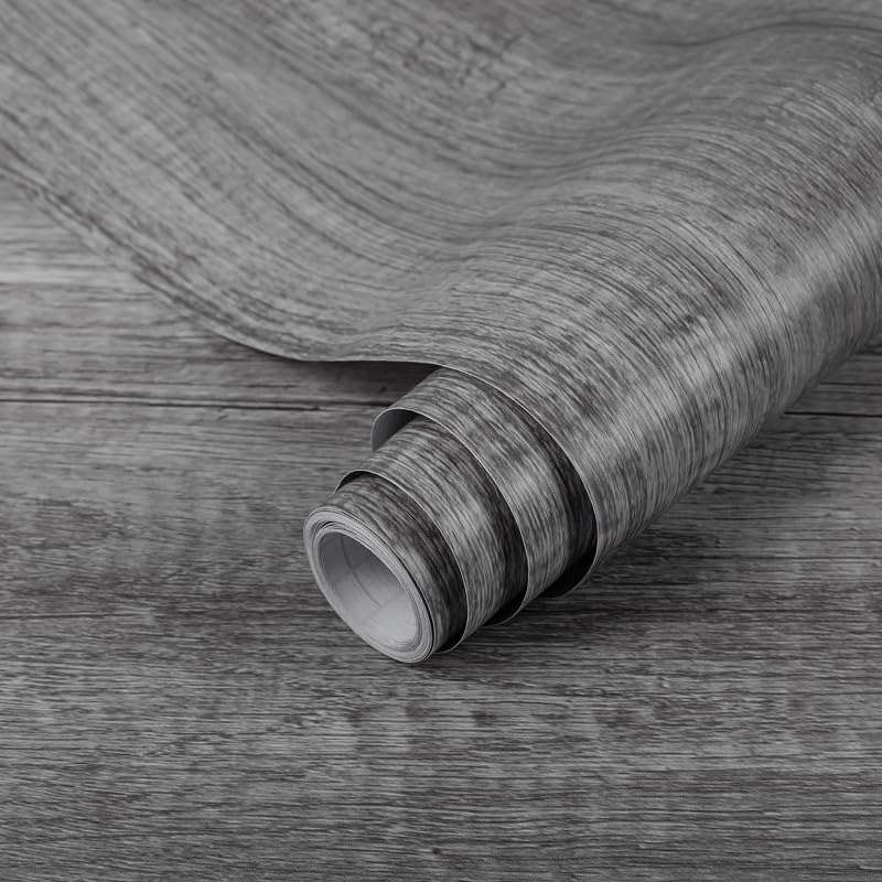 Decoroom Grey Wood Effect Vinyl Wrap 30x200cm Self Adhesive PVC Film