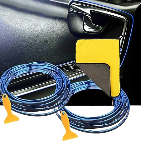Amazon Chunyu 色が選べる 隙間に差し込む カーインテリアモール 長さ5m 幅2mm メッキタイプ 取付用ヘラ付属 車 インテリア ドレスアップ 車用カラーモール 2ロール合計10m ブルー アオリ 車 バイク