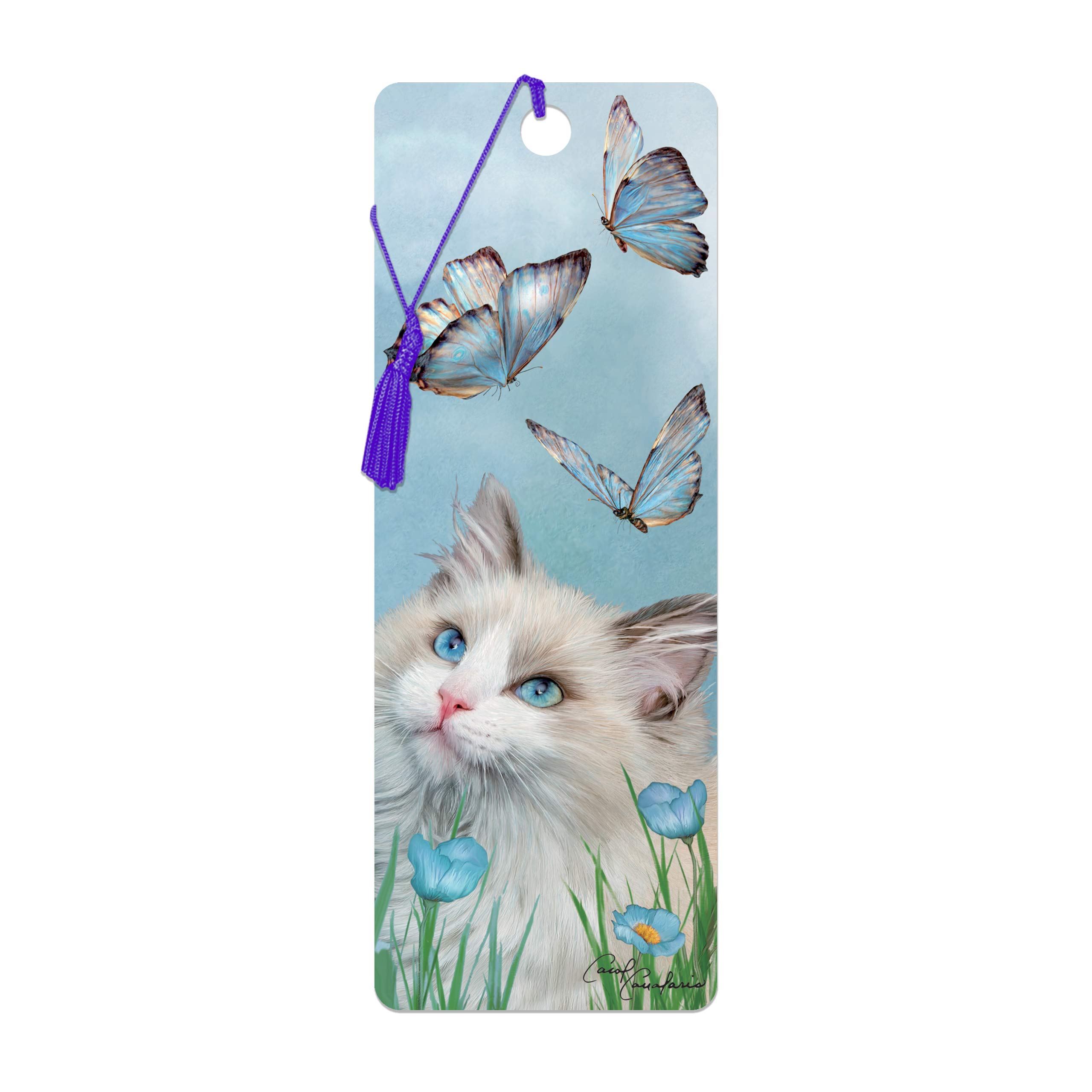 3D LiveLife Bookmark - Ragdoll & Butterflies from Deluxebase. Cute Lenticular Cat Page Marker. Animal Themed Accessories for Book Lovers. Small Gifts for Men, Women, Writers and Teachers. — image 1