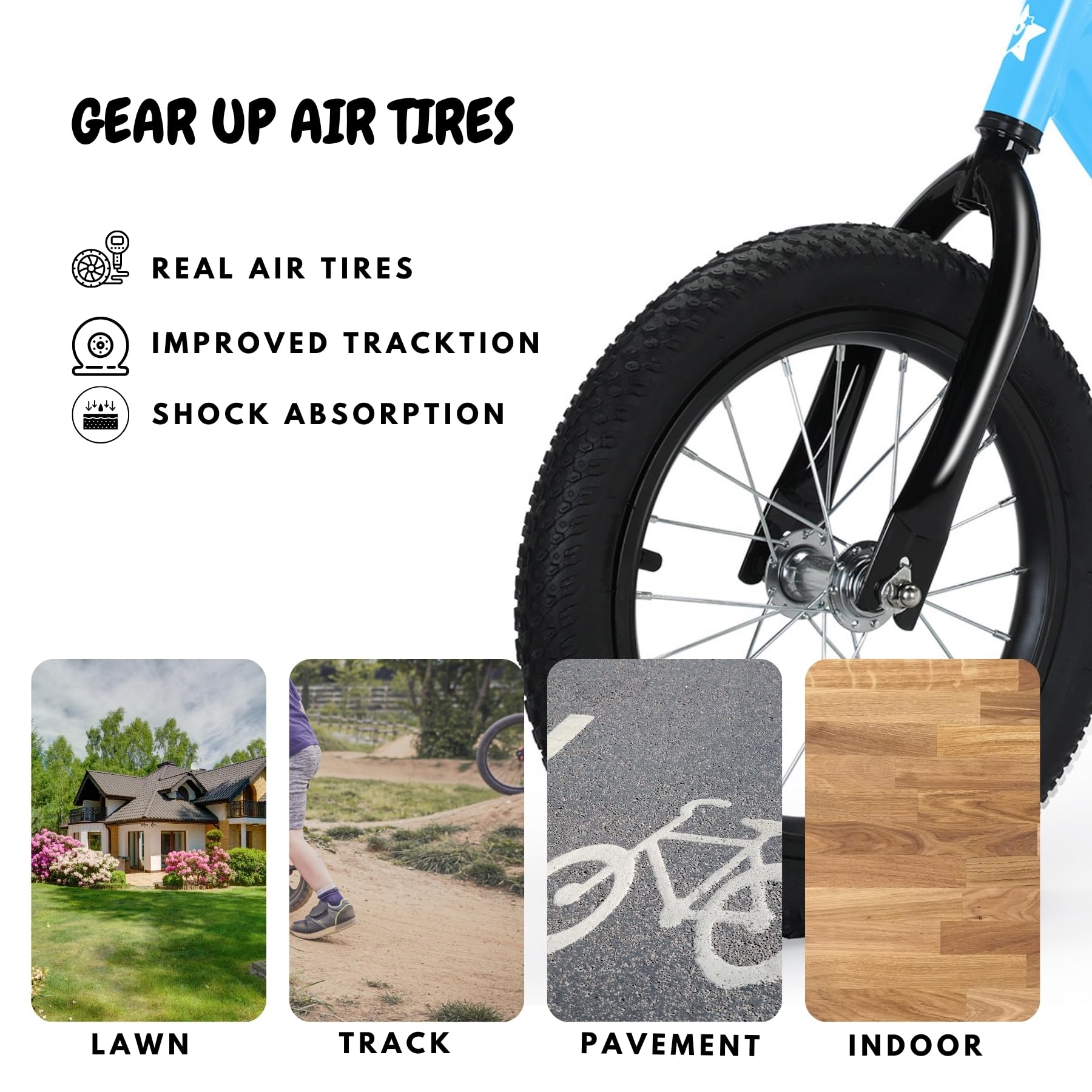 14 Inch Balance Bike for Kids 3-7 Year Old, Kids Bike with No Pedals, Air Rubber Tires, Adjustable Height, Foot Rest, Pedalless Kids Bicycle Boys, Girls
