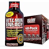 Vitamin Energy Workout+ Extra Strength Energy Shot Berry 48 Pack, 260mg Natural Caffeine, Pre-Workout, B-Vitamins, Minerals, Endurance & Performance, Zero Sugar, Gluten-Free, Vegan, 1.93 fl oz