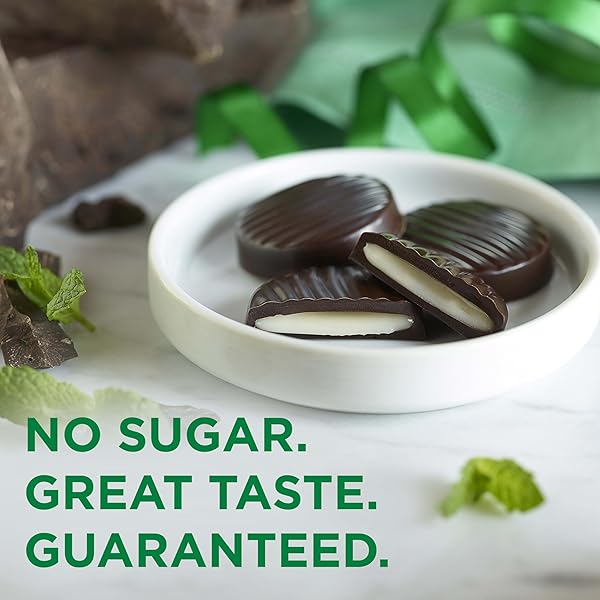 RUSSELL STOVER SUGAR FREE DARK CHOCOLATE MINT PATTIES CANDY, 4.5 OZ. BAG