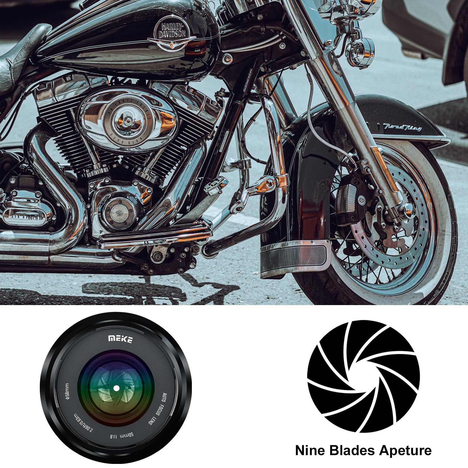 Meike 50mm F1.8 Full Frame AF STM(Stepping Motor) Lens Standard Aperture Auto Focus Fixed Prime Portrait Lenses for Sony E Mount Mirrorless Cameras A9 A7III A7II A7 A7R3 A7R4 A6500 A6300