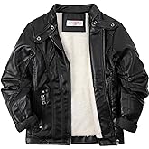 LJYH Boy's Collar Faux Motorcycle Leather Jacket Kids Biker Coats