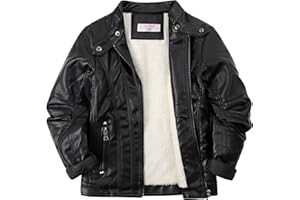 LJYH Boy's Collar Faux Motorcycle Leather Jacket Kids Biker Coats