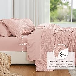 Love's cabin Seersucker Pink Twin Comforter Set 5