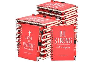 INSADA Christian Prayer Journal Spiral Red Notebooks Bulk with Pens- Small Notepads (4.13”x5.43”) - Mother's Day Gifts for Women, Church Members & Bible Study Groups (30 Sets Red)