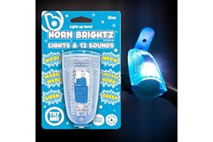 Brightz HornBrightz Light Up LED Bike Horn Light - 12 Unique Sound Effects - Bike Bell, Ring, Police Siren, Fire Engine, Trucker Horn, Backup Beep, Motorcycle, Magic Wand, Cat, Dog, Cow, Horse