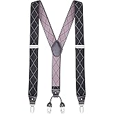Buyless Fashion Suspenders for Men - 48" Elastic Adjustable Straps 1 1/4" - Y Shape