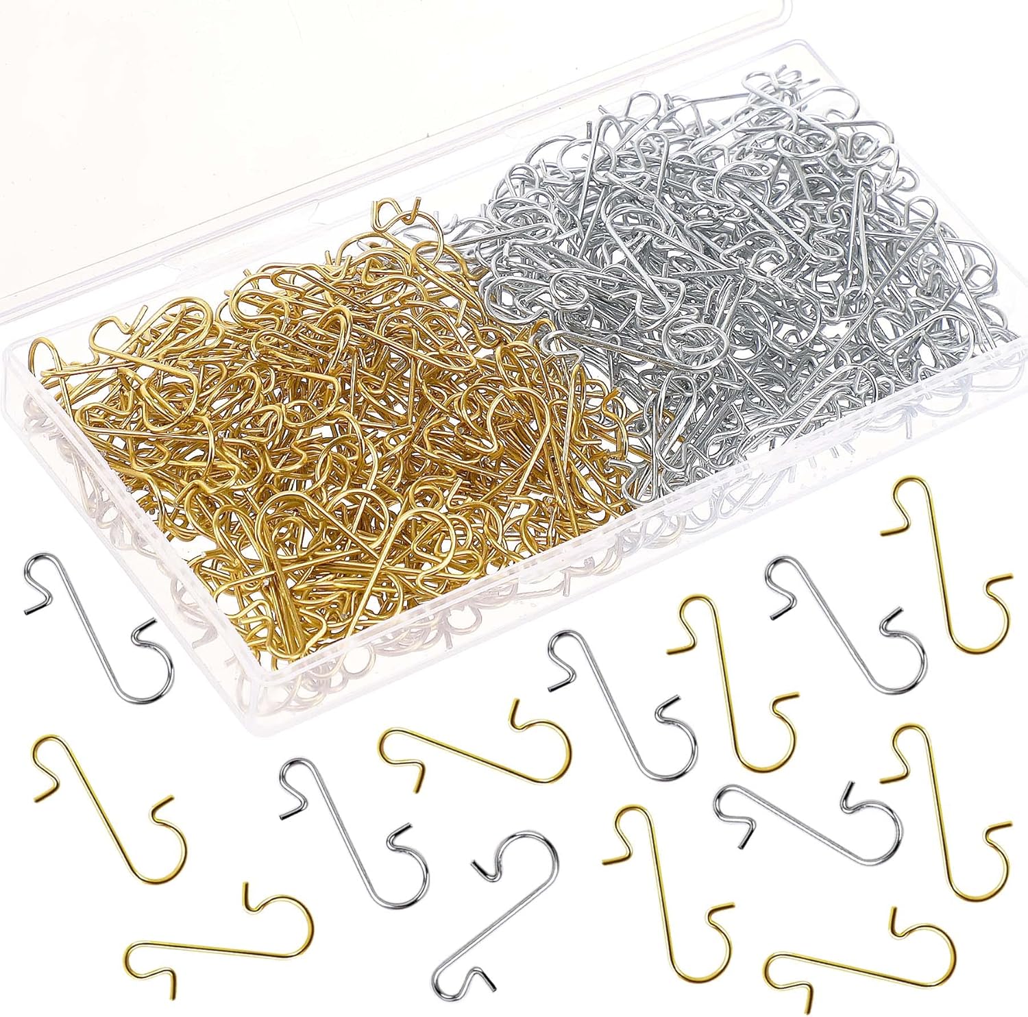 Ornament Hooks - SEPGLITTER 240Pcs Christmas Ornament Hooks Metal Wire Hooks S-Shaped Hangers with Storage Box for Ornament Hooks Christmas Tree (Gold and Silver)