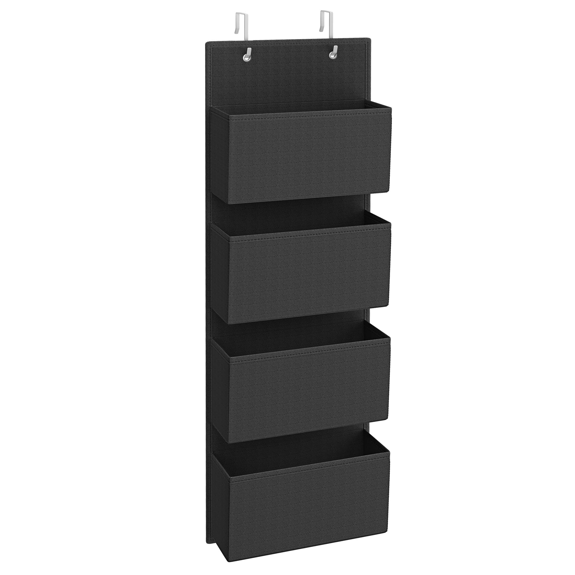 SONGMICS Over-Door Storage Organiser, Hanging Storage with 4 Compartments, Wardrobe Storage Organiser, for Bedroom, Office, 12 x 33.5 x 100 cm, Ink Black RDH004B11