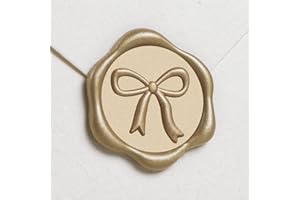 UNIQOOO 3D Bow Wax Seal Stickers - 50 Pcs Elegant Self-Adhesive Metallic Light Gold Seals, for Wedding Invitations, Gift Wrapping Decals,Envelopes, Christmas & Party Decor, Greeting Cards