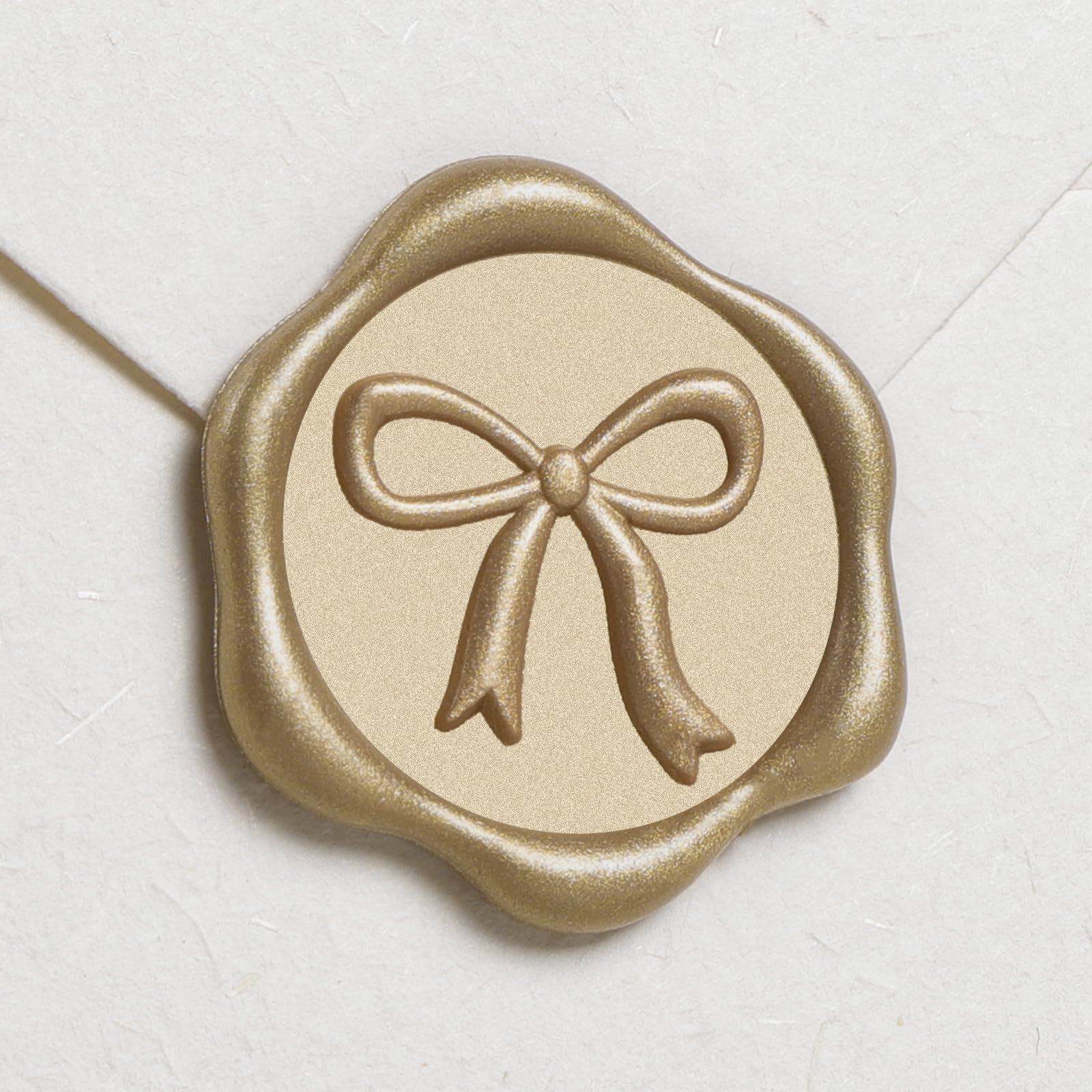 Photo 1 of UNIQOOO 3D Bow Wax Seal Stickers - 50 Pcs Elegant Self-Adhesive Metallic Light Gold Seals, for Wedding Invitations, Gift Wrapping Decals,Envelopes, Christmas & Party Decor, Greeting Cards