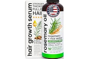SELFWISE Rosemary Oil and Rice Water Hair Growth Spray - Serum with Biotin, Keratin, Caffeine, Vitamins C & B5 for Hair Mask, Hair Care, Scalp Treatment, Thickening Dry Damaged Hair for Women & Men, 4oz