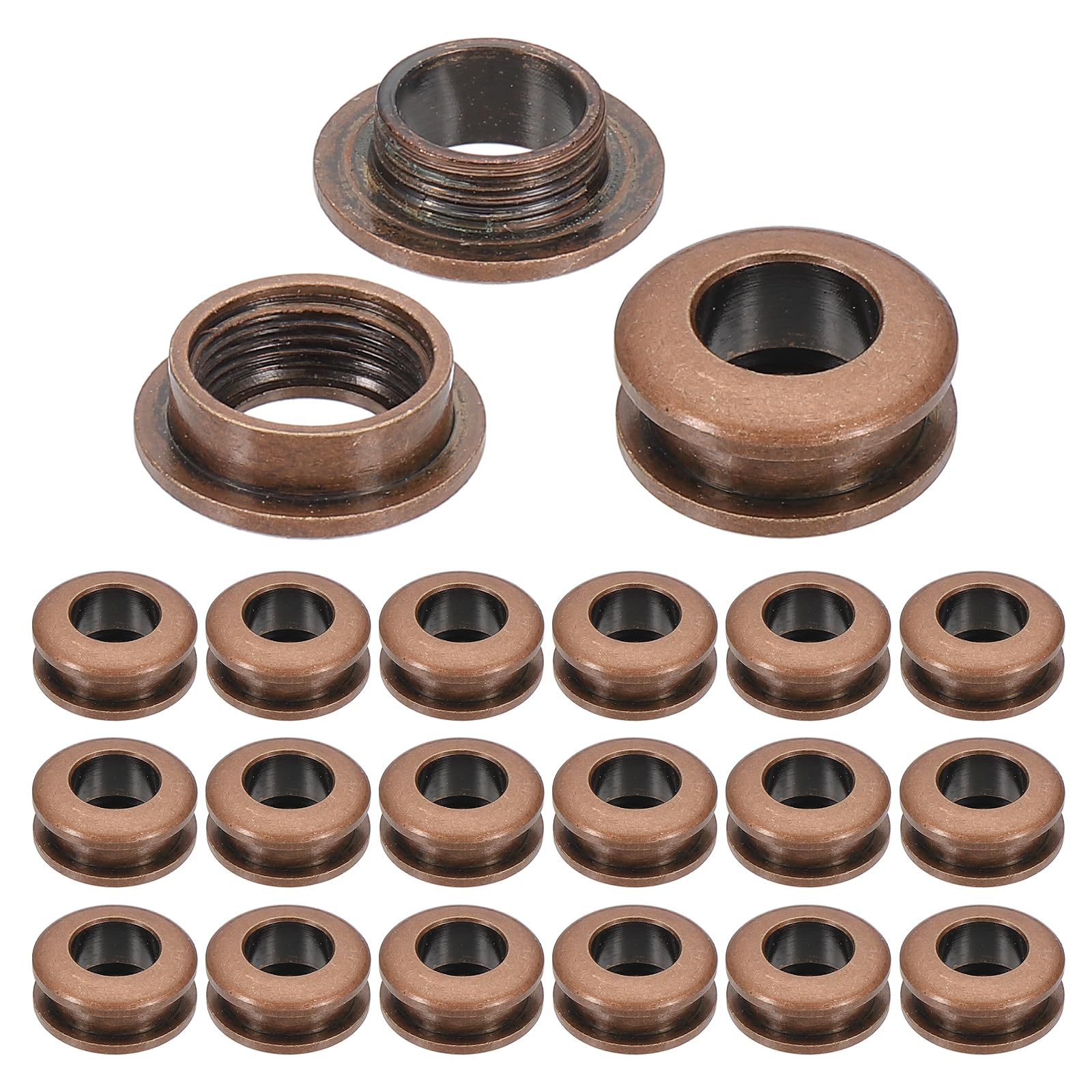 PATIKIL 8mm(1/3 inch) Solid Brass Hole Eyelets, 20 Pcs Arc Surface Self Backing Grommets with Washer for Shoes Clothes Crafts Bag Leather Craft, Red Bronze