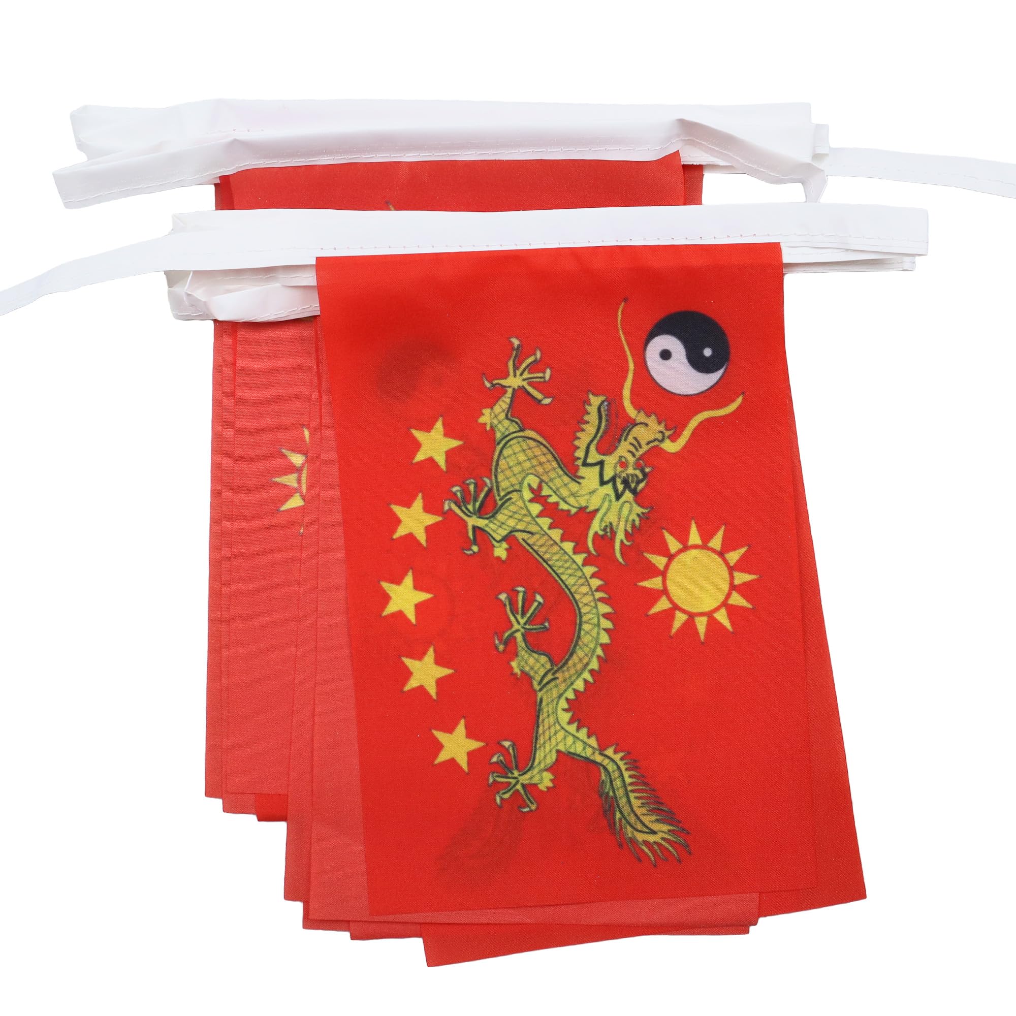 AZ FLAG Imperial China New Bunting Flag, 20 Ft Garland 20 Small imperial Chinese Flags 8'' x 6'', 100% Polyester String Pennant, 6 meters