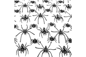 VOVEA Realistic Halloween Plastic Spiders 120 PCS, 3 Sizes Fake Spiders Black Halloween Spider Prank Props for Halloween Party Decorations Favors, Halloween Treat Goodie Bags Fillers