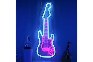 CoolGift Mart Electric Guitar Neon Light, Dimmable LED Guitar Neon Wall Sign USB Powered, Decorations for Bedroom Living Room Man Cave Music Studio, Gift for Guitar Players Guitarists Music Lovers