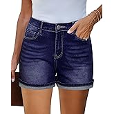 Utyful Jean Shorts for Women Mid Rise Trendy Casual Summer Cute Jorts Fold Hem Stretchy Denim Shorts