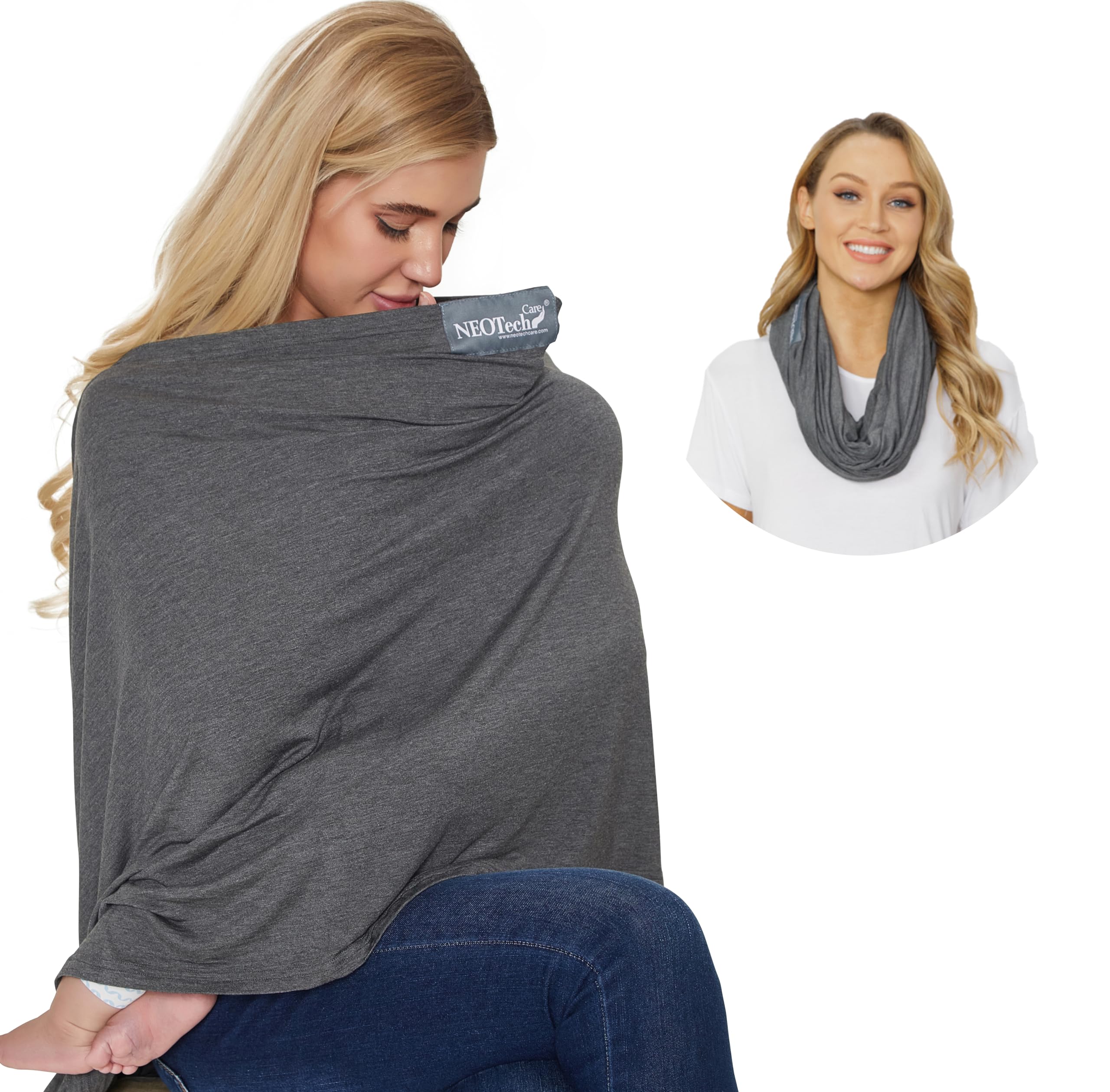NeoTech care Baby Nursing Cover Breastfeeding Scarf - Soft Fabric - Gray